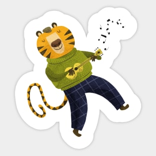 The Musician Tiger Sticker